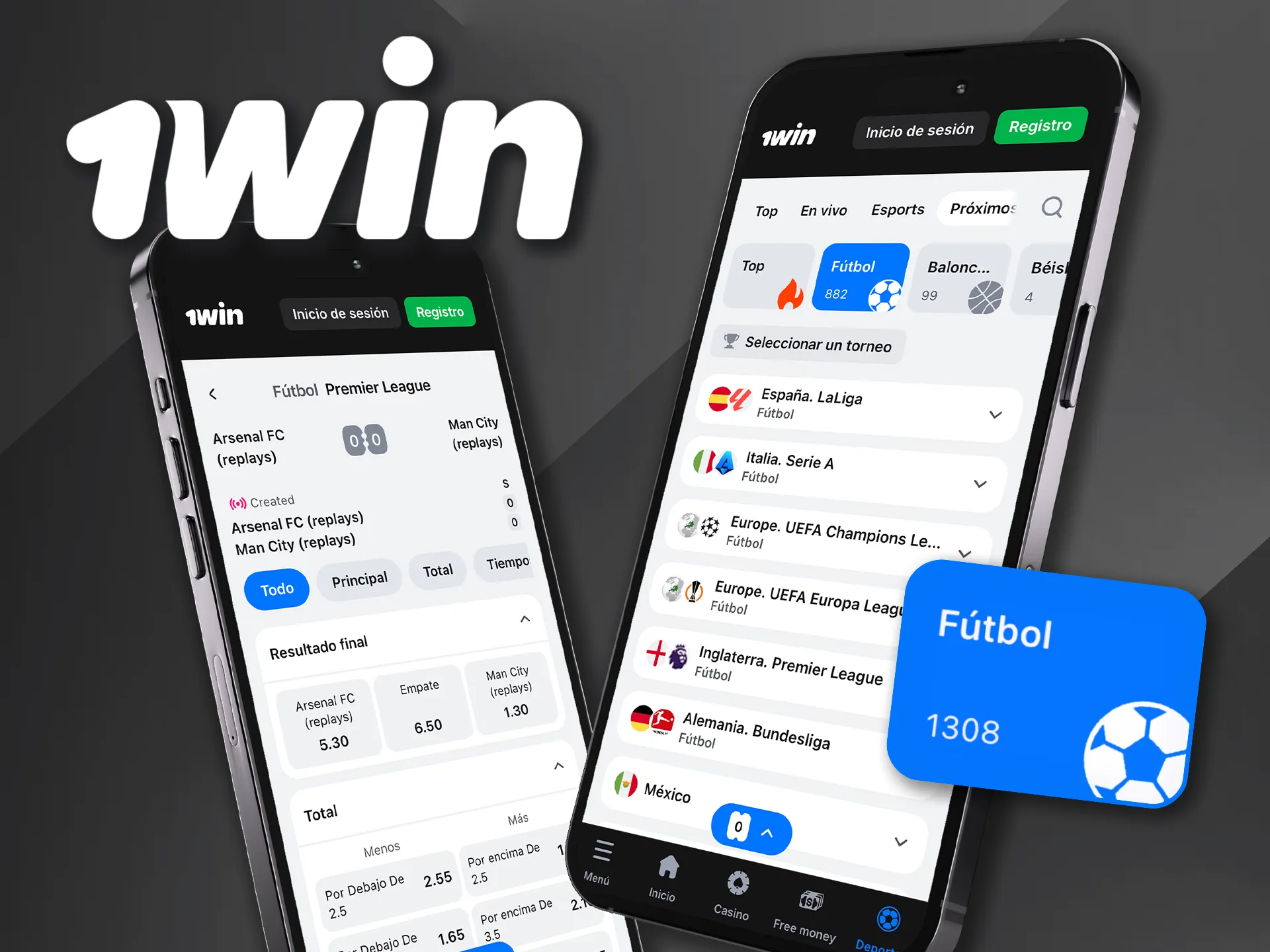 Juega y apuesta en fútbol con la app de 1win desde tu smartphone.