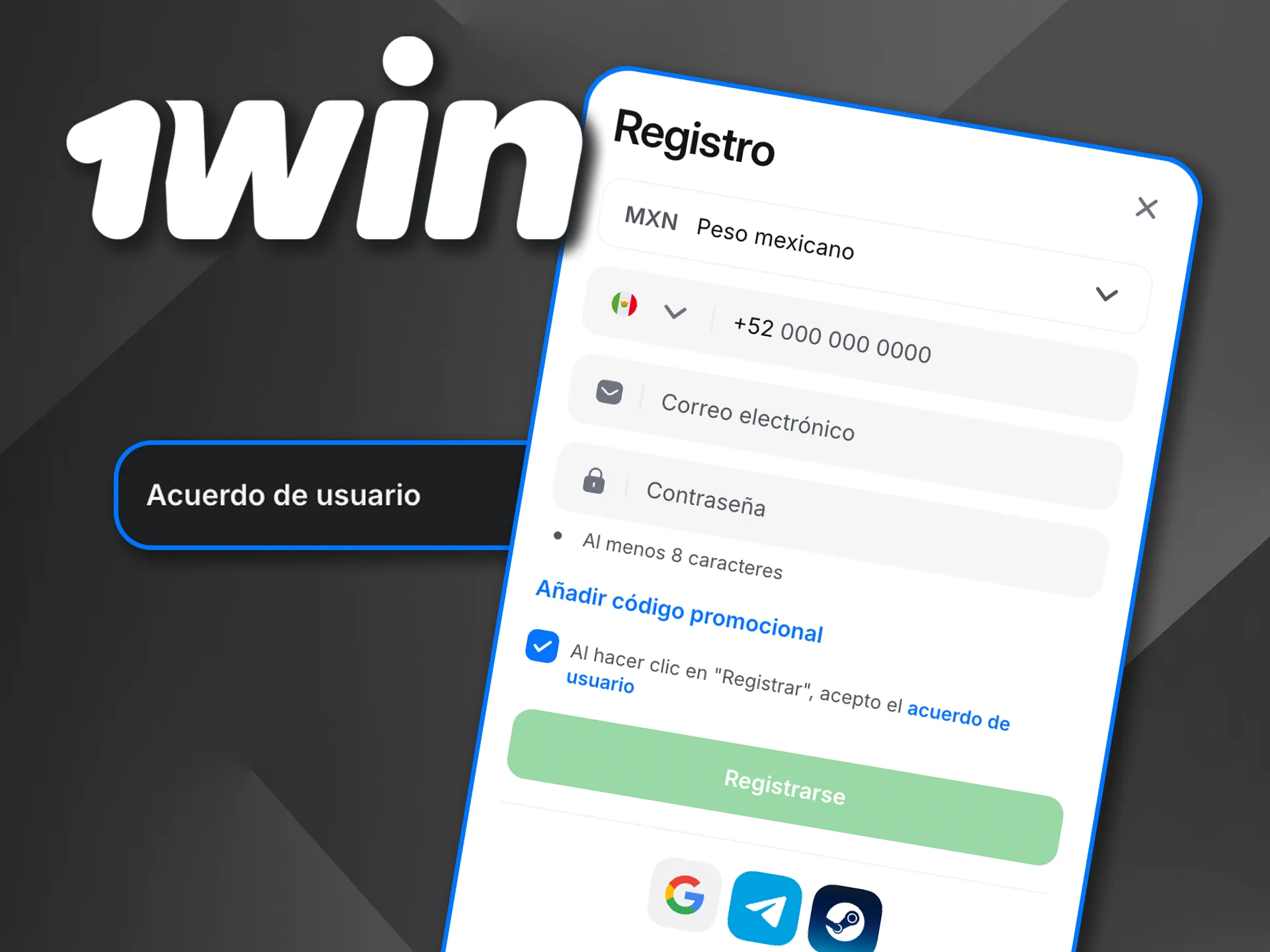 Regístrate en 1Win en 5 pasos y obtén tu primer bono.