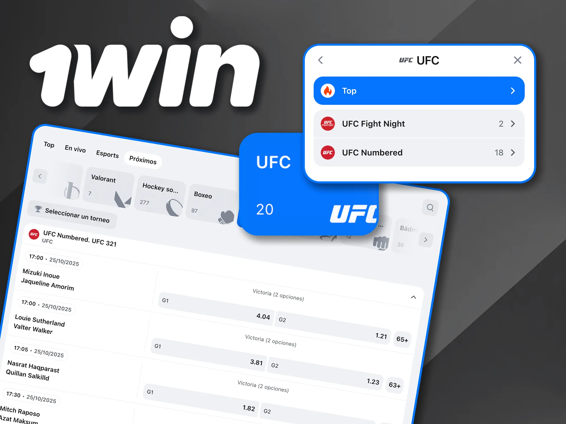 Apuesta en peleas de UFC y sigue cada knockout con 1win.
