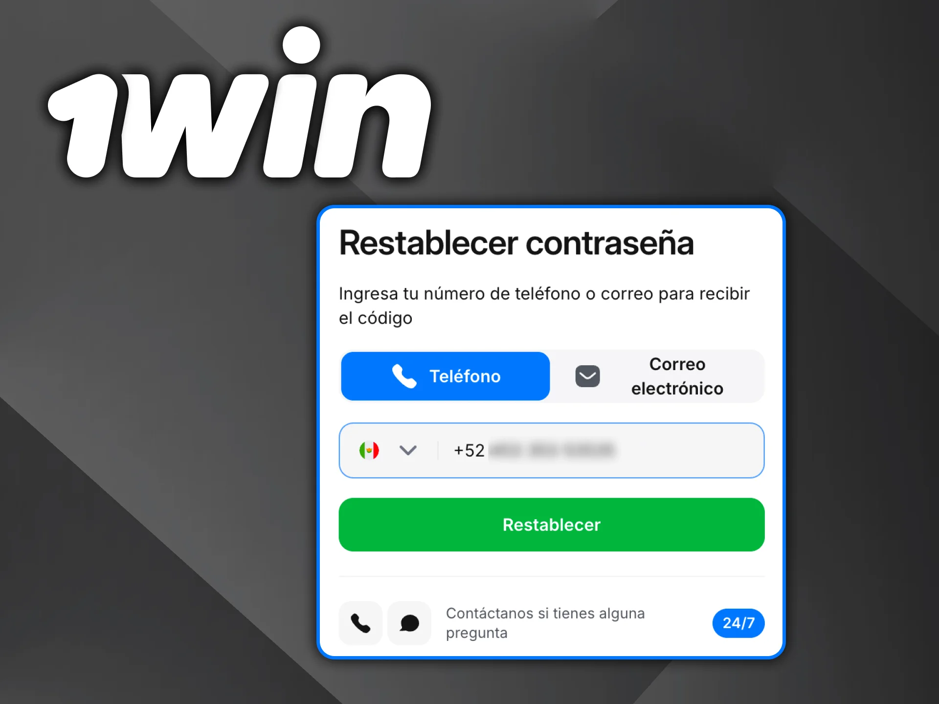 Restablece tus credenciales en 1win y vuelve a entrar.